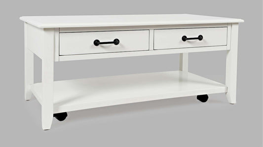 Jofran - North Fork Acacia 2 Drawer Coffee Table with Casters - Country White - 1976-1 view 2