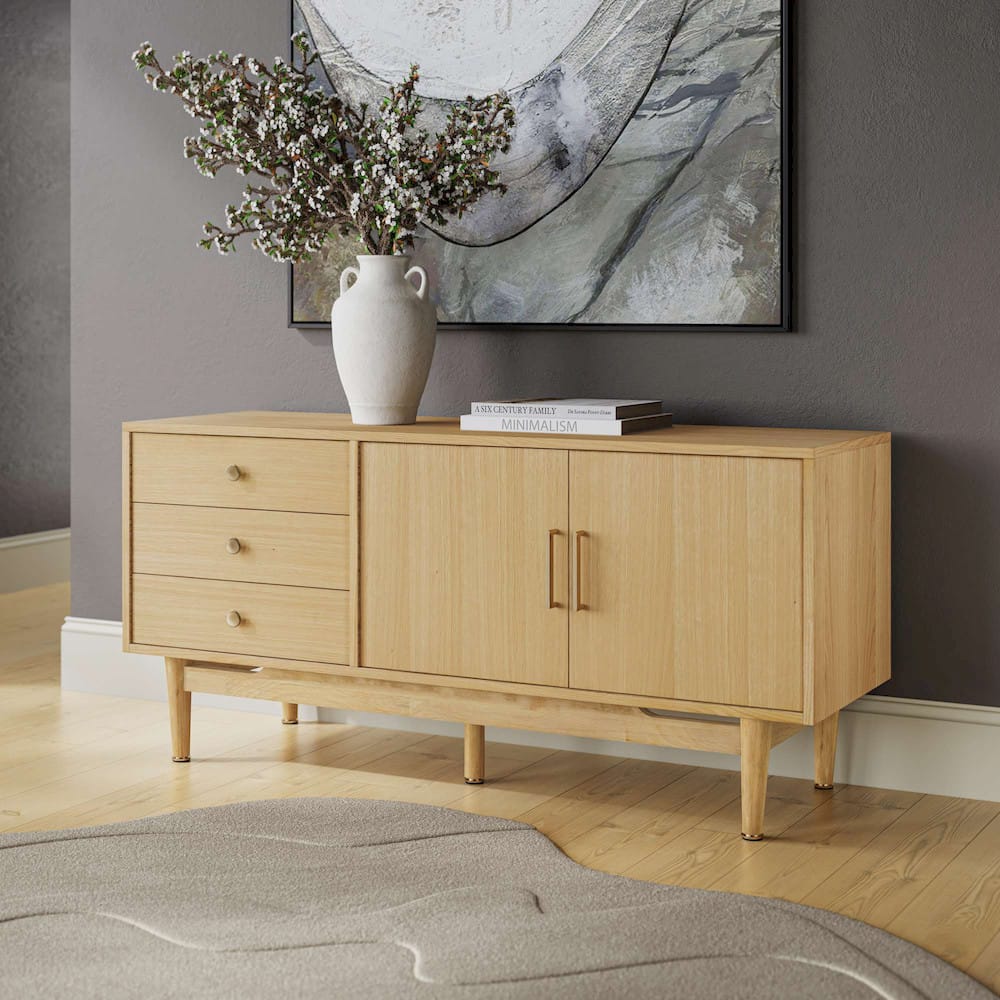 Jofran - Olson 57in Mid-Century Modern Scandinavian Console TV Stand Storage Cabinet in Natural - 2477-57 view 10