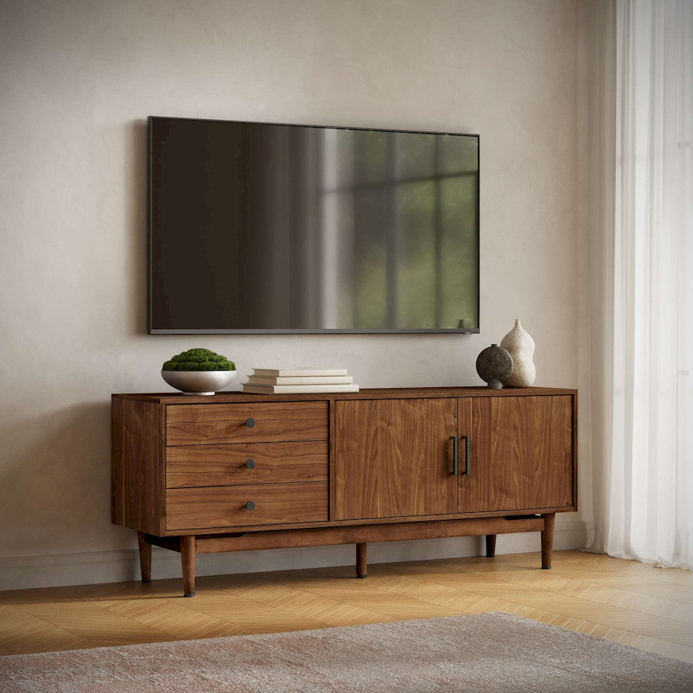 Jofran - Olson 67in Mid-Century Modern Scandinavian Console TV Stand Storage Cabinet in Walnut - 2478-67 view 10
