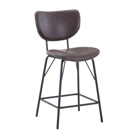 Jofran - Owen Contemporary Modern Faux Leather Split-Back Upholstered Counter Height Barstool (Set of 2) Dark Brown - 2271-OWENSTDBN view 2
