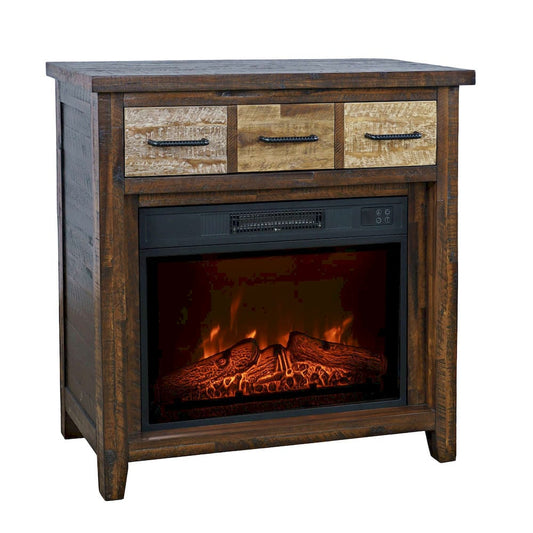 Jofran - Painted Canyon Rustic 32in Electric Fireplace Console TV Stand in Brown - 1600-FP32 view 2