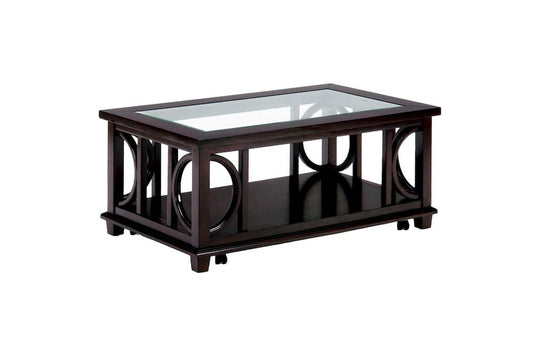 Jofran - Panama Brown Contemporary Wood and Glass Coffee Table - 966-1 view 2