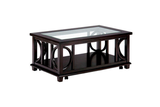 Jofran - Panama Brown Contemporary Wood and Glass Coffee Table - 966-1 view 2