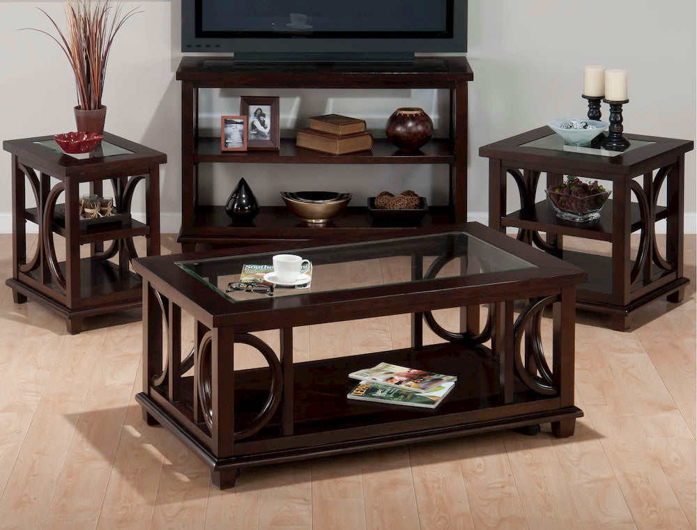 Jofran - Panama Brown Contemporary Wood and Glass Coffee Table - 966-1 view 3
