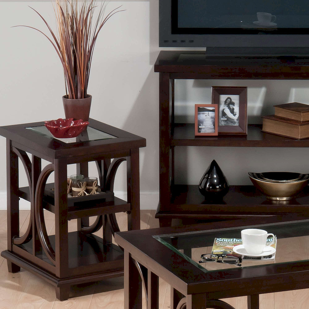 Jofran - Panama Brown Contemporary Wood and Glass Small End Table - 966-7 view 4