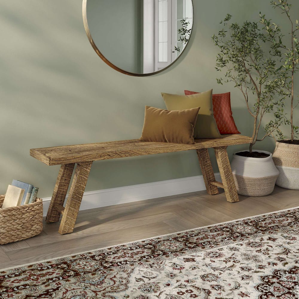 Jofran - Reclamation 60in Rustic Reclaimed Solid Wood Dining Bench, Rustic Unfinished Brown - 2301-BN60KD view 6