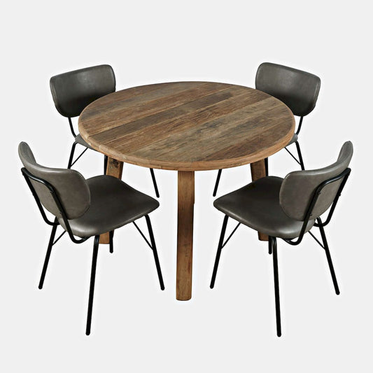 Jofran - Reclamation Five Piece Round Rustic Reclaimed Solid Wood Round Dining Set with Upholstered Chairs - 2301-RND-4-OWNCHGRY view 2