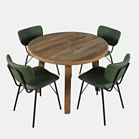 Jofran - Reclamation Five Piece Round Rustic Reclaimed Solid Wood Round Dining Set with Upholstered Chairs - 2301-RND-4-OWNCHJD view 2