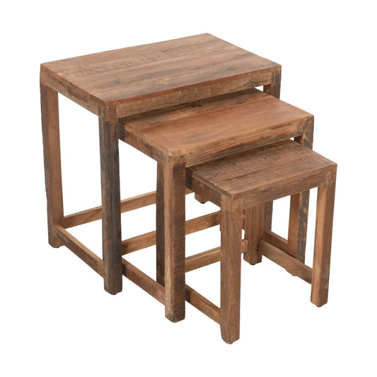 Jofran - Reclamation Rustic Reclaimed Solid Wood Three-Piece Nesting Tables, Rustic Unfinished Brown - 2300-11 view 2