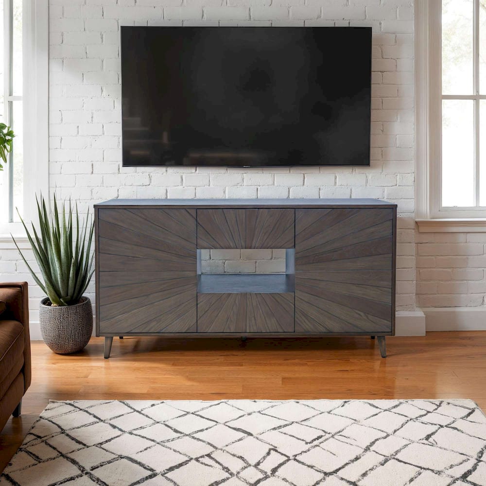 Jofran - Reece 60in Mid-Century Modern Starburst TV Stand Console Storage Cabinet in Americano - 2485-60 view 11