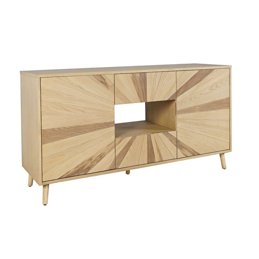 Jofran - Reece 60in Mid-Century Modern Starburst TV Stand Console Storage Cabinet in Light Oak - 2484-60 view 2