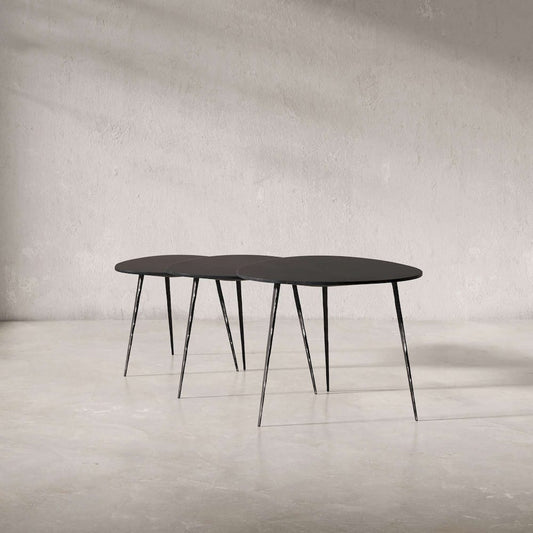Jofran - Reeves Abstract Contemporary Solid Acacia Wood Nesting End Tables (Set of 3) Black - 1730-221B view 2