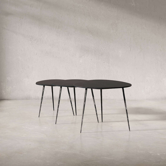 Jofran - Reeves Abstract Contemporary Solid Acacia Wood Nesting End Tables (Set of 3) Black - 1730-221B view 2