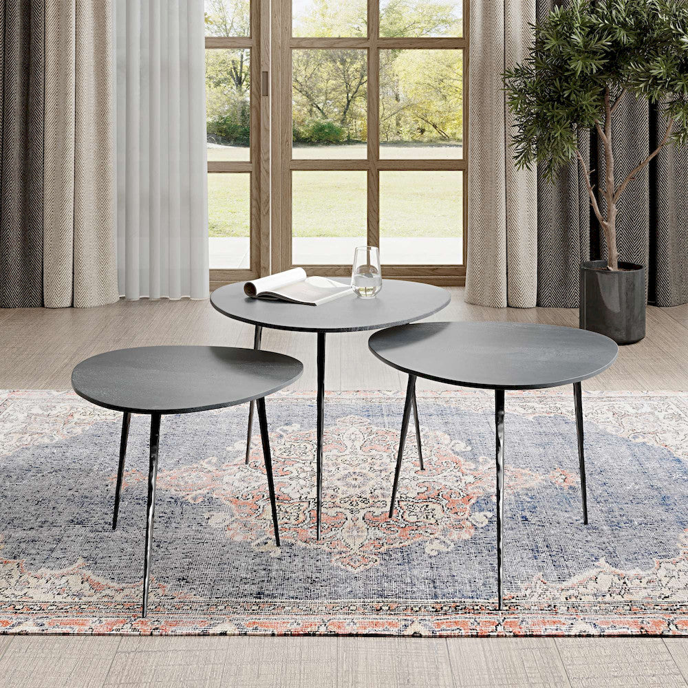 Jofran - Reeves Abstract Contemporary Solid Acacia Wood Nesting End Tables (Set of 3) Black - 1730-221B view 11