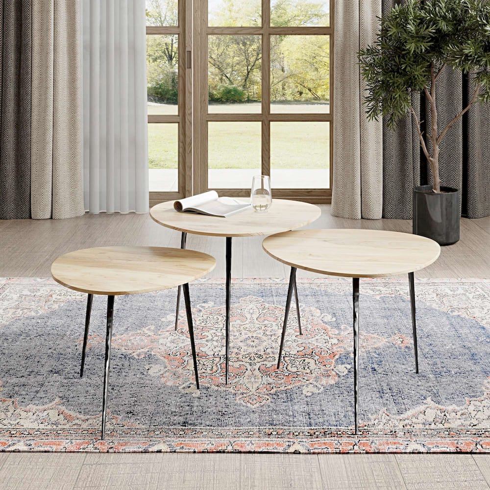 Jofran - Reeves Abstract Contemporary Solid Acacia Wood Nesting End Tables (Set of 3) Natural - 1730-221N view 10