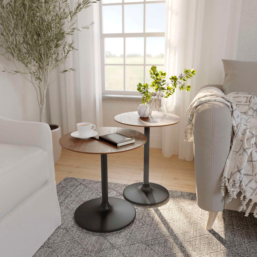 Jofran - Remy Solid Wood and Iron Modern Pedestal Accent Tables (Set of 2) Gunmetal - 1730-223GMT view 3