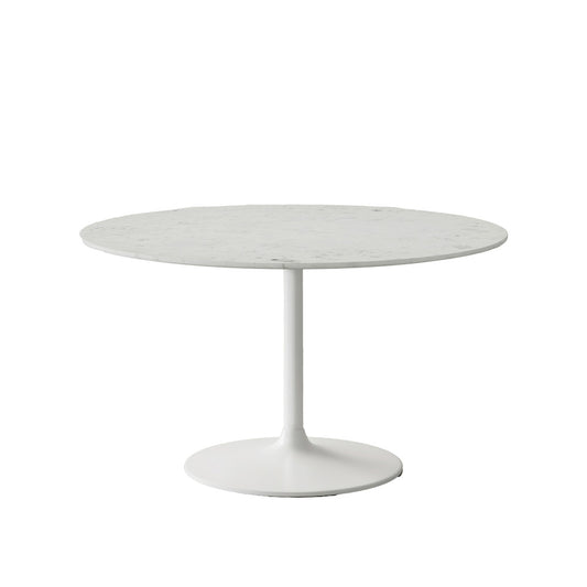 Jofran - Rowan 54in Modern Luxury Pedestal Round Marble Dining Table, White - 2271-ROWAN54TBWKT view 2