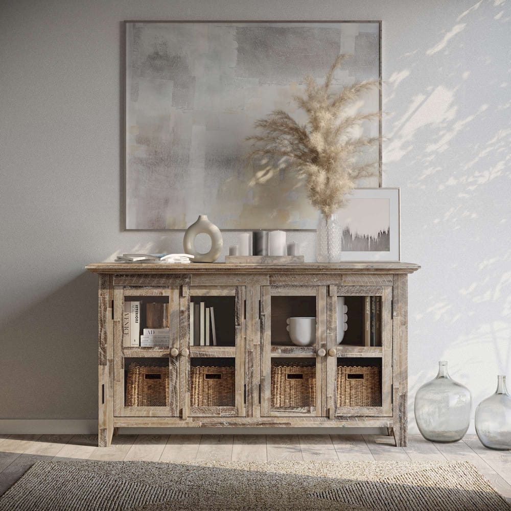 Jofran - Rustic Shores Coastal Style 54in Distressed Acacia Credenza Cabinet - 2125-5432 view 13