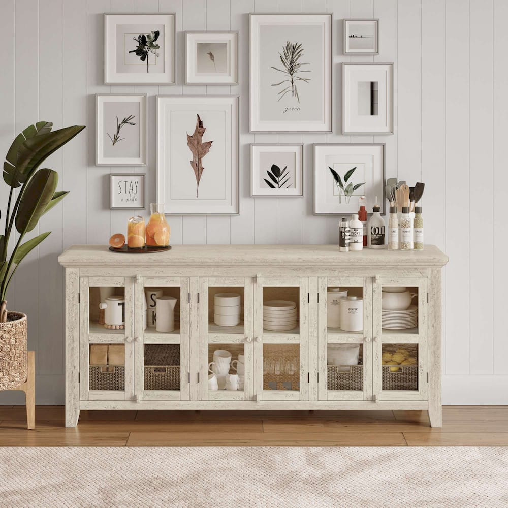 Jofran - Rustic Shores Coastal Style 70in Distressed Acacia Sideboard Cabinet - 1610-7032 view 10