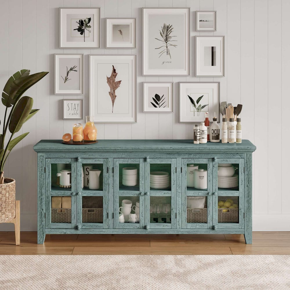 Jofran - Rustic Shores Coastal Style 70in Distressed Acacia Sideboard Cabinet - 1615-7032 view 10