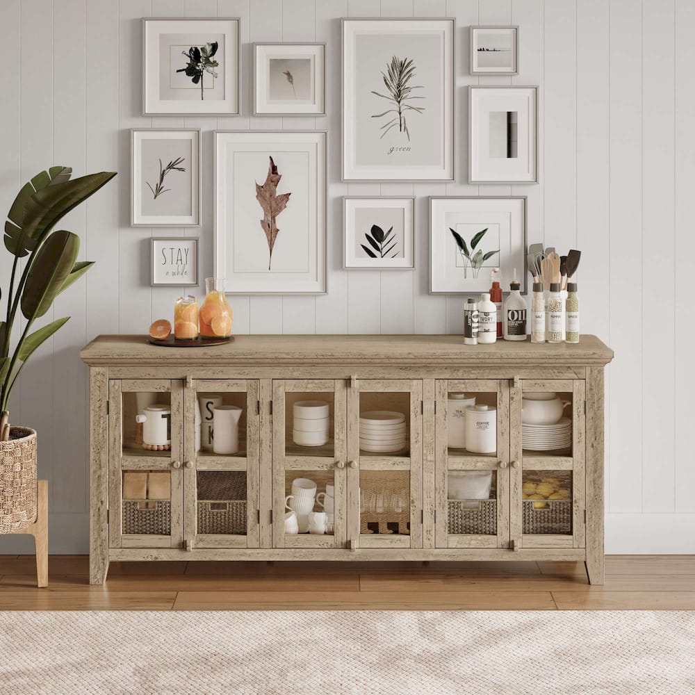 Jofran - Rustic Shores Coastal Style 70in Distressed Acacia Sideboard Cabinet - 1620-7032 view 10