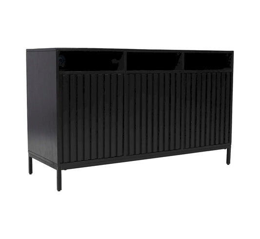 Jofran - Ryder 50in Modern Fluted Door Solid Wood Console Storage TV Stand Cabinet in Black - 2428-50V view 2