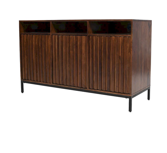 Jofran - Ryder 50in Modern Fluted Door Solid Wood Console Storage TV Stand Cabinet - Walnut - 2427-50V view 2