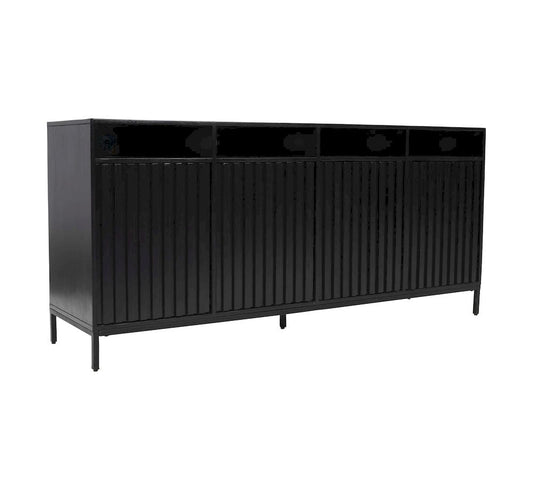 Jofran - Ryder 70in Modern Fluted Door Solid Wood Console Storage TV Stand Cabinet in Black - 2428-70V view 2