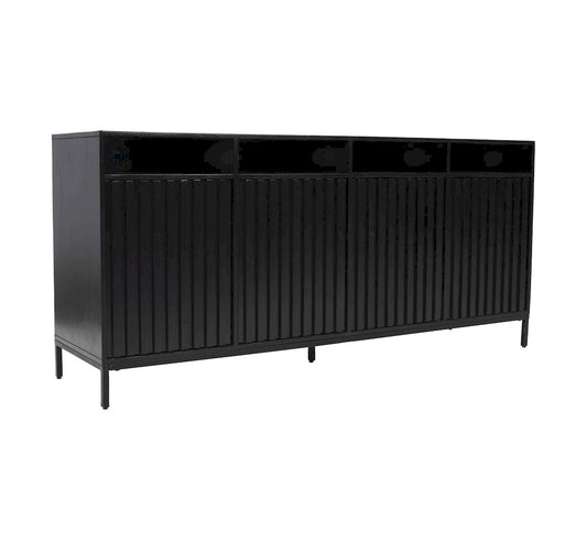 Jofran - Ryder 70in Modern Fluted Door Solid Wood Console Storage TV Stand Cabinet in Black - 2428-70V view 2