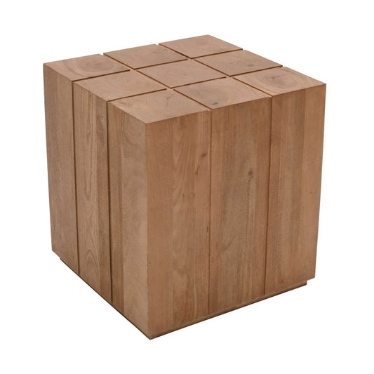 Jofran - Sequoia 22in Solid Wood Modern Rustic Cube Carved End Table in Rustic Brown - 2350-3 view 2