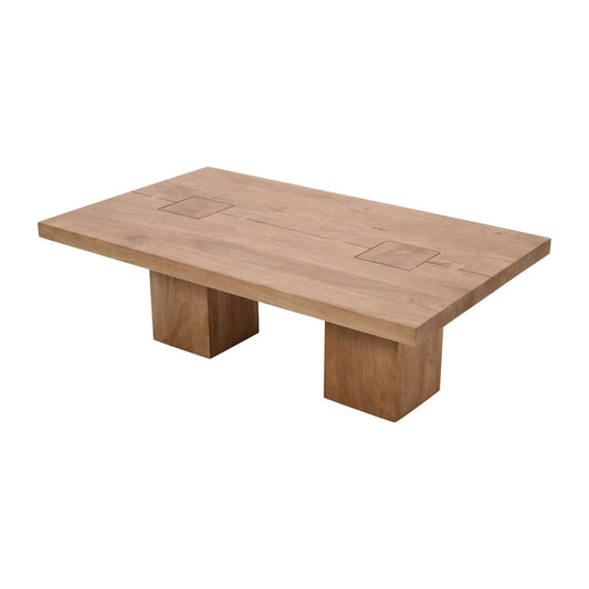 Jofran - Sequoia Modern Rustic 54in Solid Wood Double Pedestal Coffee Table with Butterfly Joint Inlay - Revised Design in Rustic Brown - 2350-1BRTBKT view 2