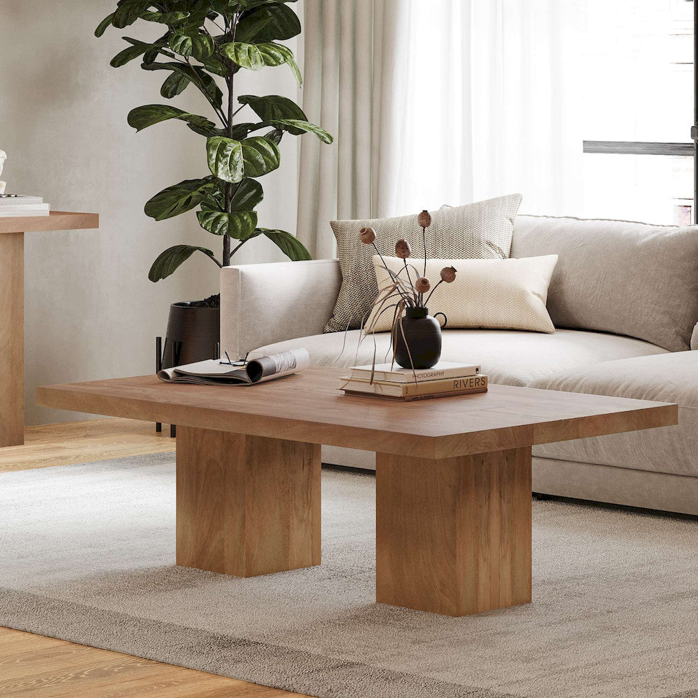 Jofran - Sequoia Modern Rustic 54in Solid Wood Double Pedestal Coffee Table with Butterfly Joint Inlay - Revised Design in Rustic Brown - 2350-1BRTBKT view 11