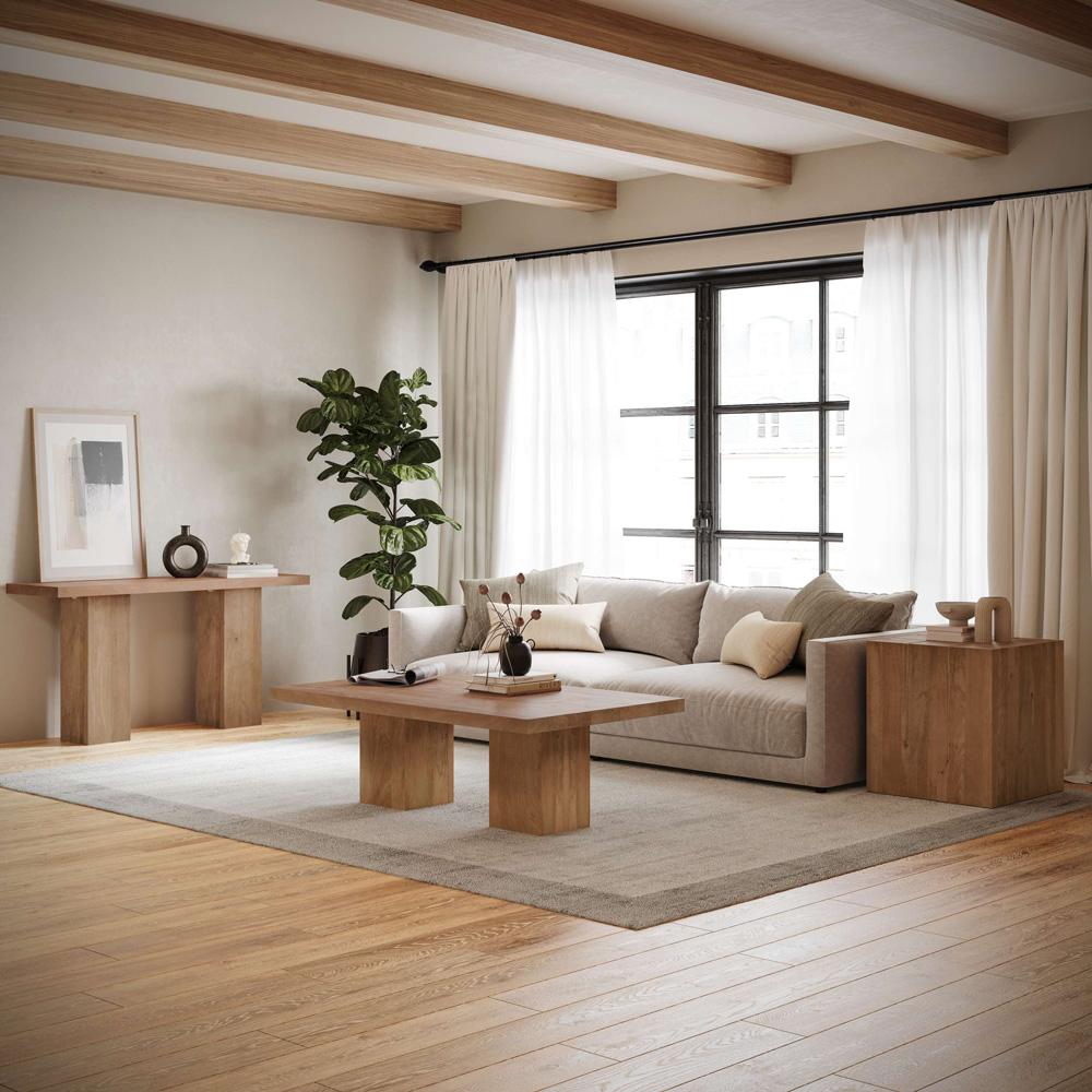 Jofran - Sequoia Modern Rustic 58in Solid Wood Double Pedestal Console Sofa Table with Butterfly Joint Inlay in Rustic Brown - 2350-4TBKT veiw 11