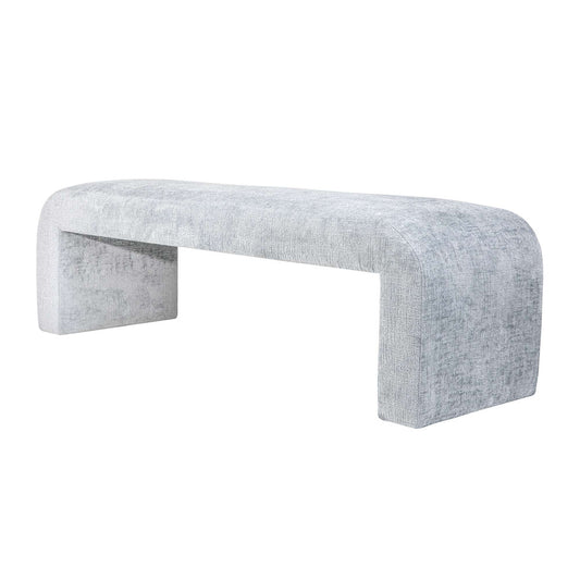 Jofran - Sophia Modern Luxury Curved Upholstered Jacquard Bench - Large, Blue - SOPHIA-BN-LGBLU view 2