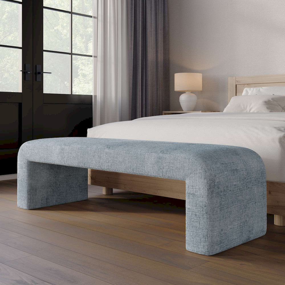 Jofran - Sophia Modern Luxury Curved Upholstered Jacquard Bench - Large, Blue - SOPHIA-BN-LGBLU view 5
