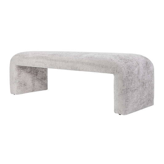 Jofran - Sophia Modern Luxury Curved Upholstered Jacquard Bench - Large, Grey - SOPHIA-BN-LGGRY view 2