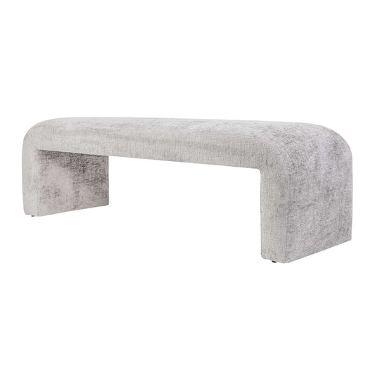 Jofran - Sophia Modern Luxury Curved Upholstered Jacquard Bench - Large, Grey - SOPHIA-BN-LGGRY view 2