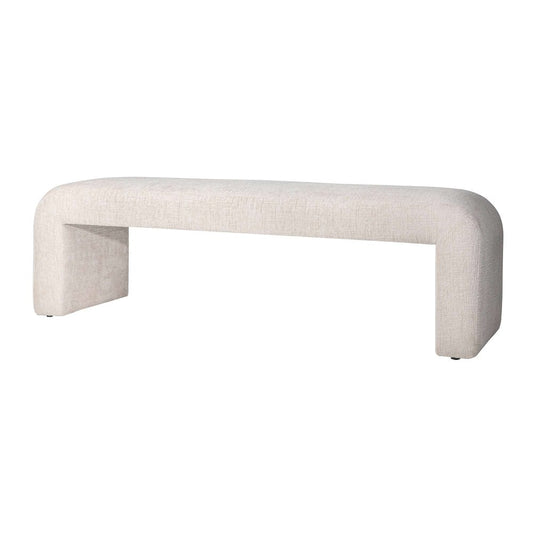 Jofran - Sophia Modern Luxury Curved Upholstered Jacquard Bench - Large, Natural - SOPHIA-BN-LGNAT view 2