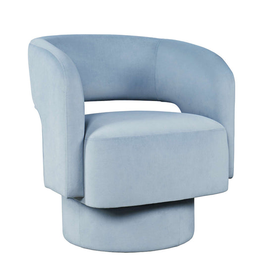 Jofran - Sutton Mid-Century Modern Upholstered Split-Back Curved Sculpture Swivel Accent Chair - Blue - SUTTON-SW-BLUE view 2