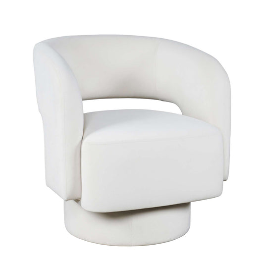 Jofran - Sutton Mid-Century Modern Upholstered Split-Back Curved Sculpture Swivel Accent Chair - Natural - SUTTON-SW-NATURAL view 2