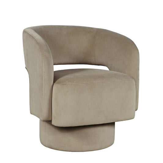Jofran - Sutton Mid-Century Modern Upholstered Split-Back Curved Sculpture Swivel Accent Chair - Sand - SUTTON-SW-SAND view 2