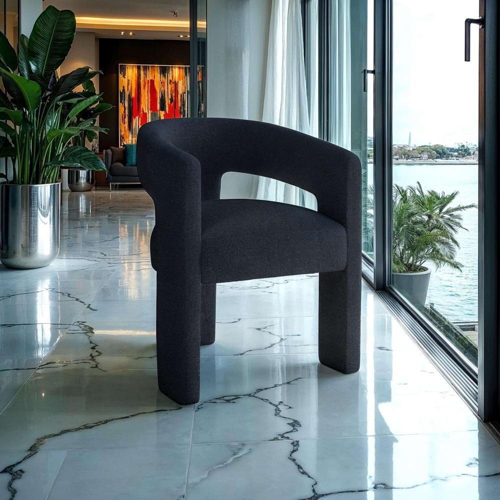 Jofran - Sven Modern Contemporary Upholstered Three-Leg Curved Back Dining Chair in Black - SVEN-CH-BLACK veiw 8
