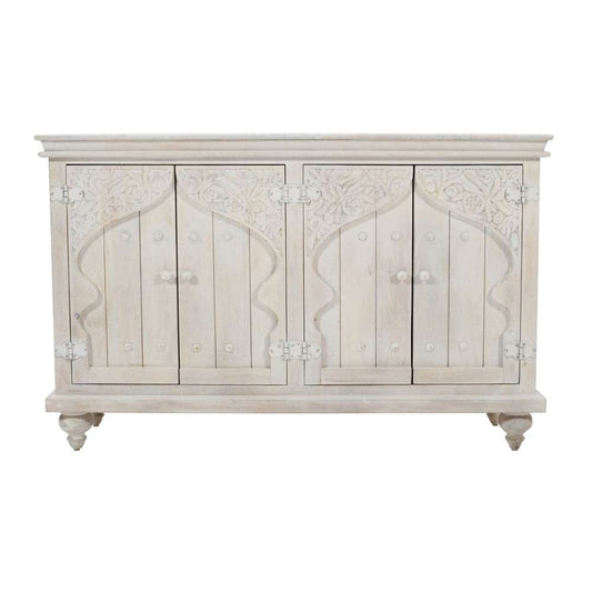 Jofran - Taj 60in Hand Carved Solid Wood Global Bohemian Four-Door Sideboard Cabinet - 2357-60 veiw 2