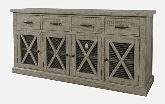 Jofran - Telluride 70in Rustic Distressed Pine Four Drawer Sideboard Buffet Server, Driftwood Grey - 2231-70 view 2