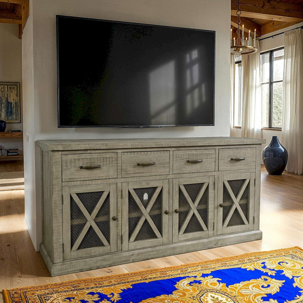 Jofran - Telluride 70in Rustic Distressed Pine Four Drawer Sideboard Buffet Server, Driftwood Grey - 2231-70 view 8