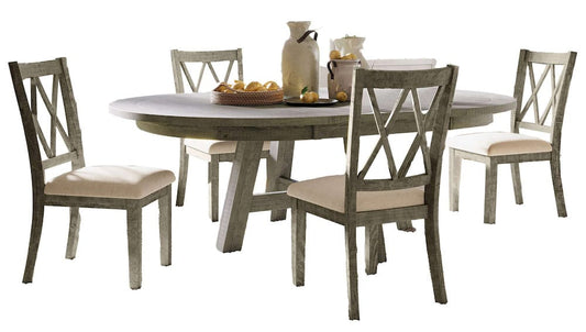 Jofran - Telluride Contemporary Rustic Farmhouse Five Piece Counter Height Dining Table Set with Cross Back Stools, Driftwood Grey - 2231-54C-5UXB view 2