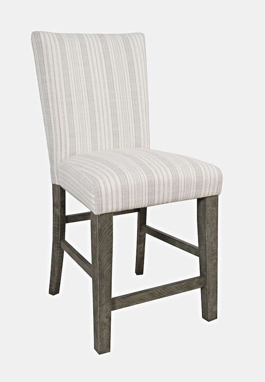 Jofran - Telluride Contemporary Rustic Pine Parsons Striped Upholstery Counter Stool (Set of 2) Driftwood Grey - 2231-BS405KD view 2