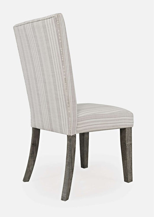 Jofran - Telluride Contemporary Rustic Pine Parsons Striped Upholstery Dining Chair (Set of 2) Driftwood Grey - 2231-405KD view 2