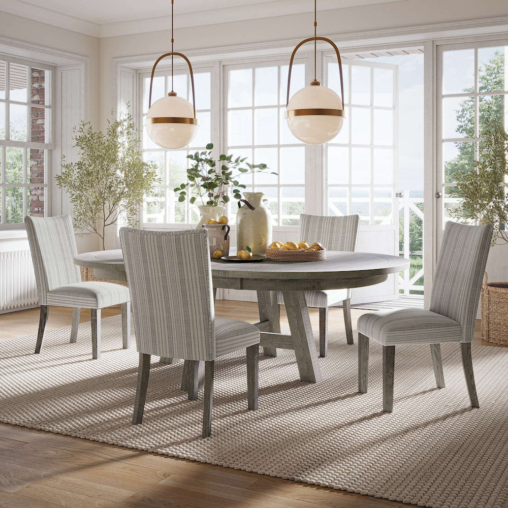 Jofran - Telluride Contemporary Rustic Pine Parsons Striped Upholstery Dining Chair (Set of 2) Driftwood Grey - 2231-405KD view 12