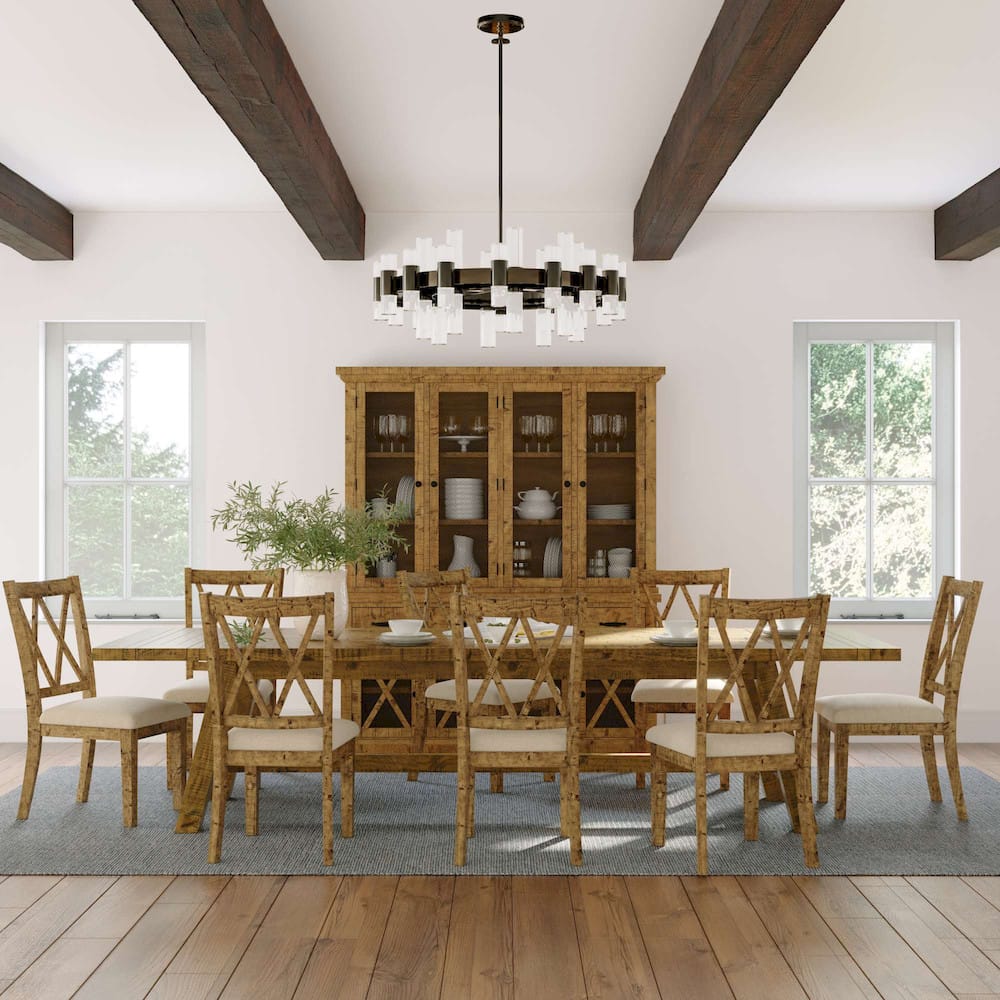 Jofran - Telluride Nine Piece Rustic Distressed Pine 127in Extendable Dining Set, Gold - 1801-42D-9X view 10